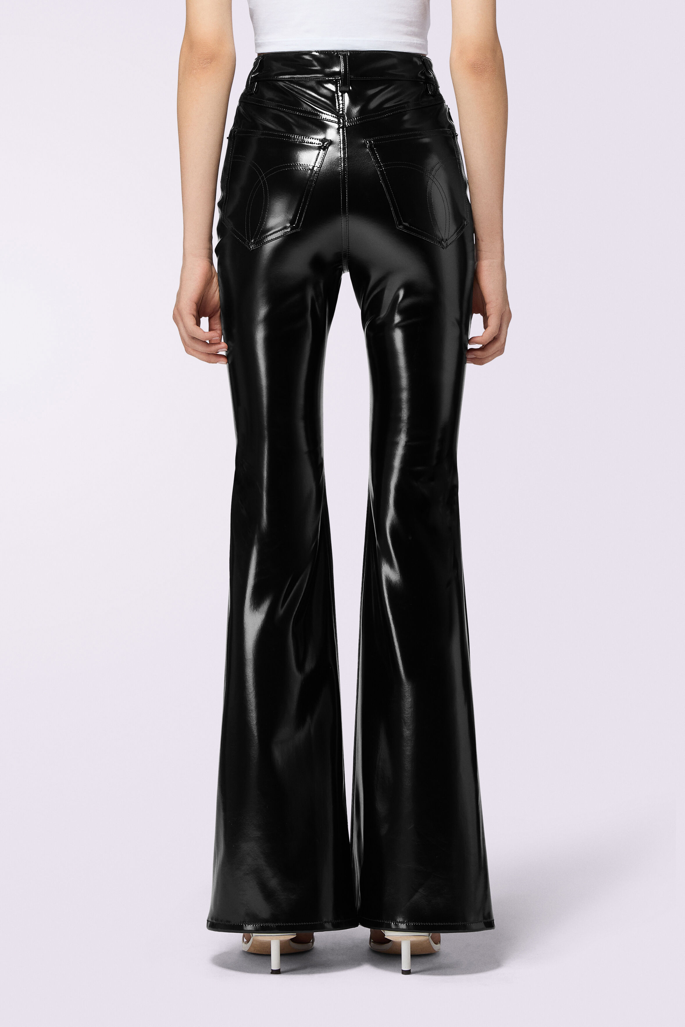 Vinyl Flared Trousers Black